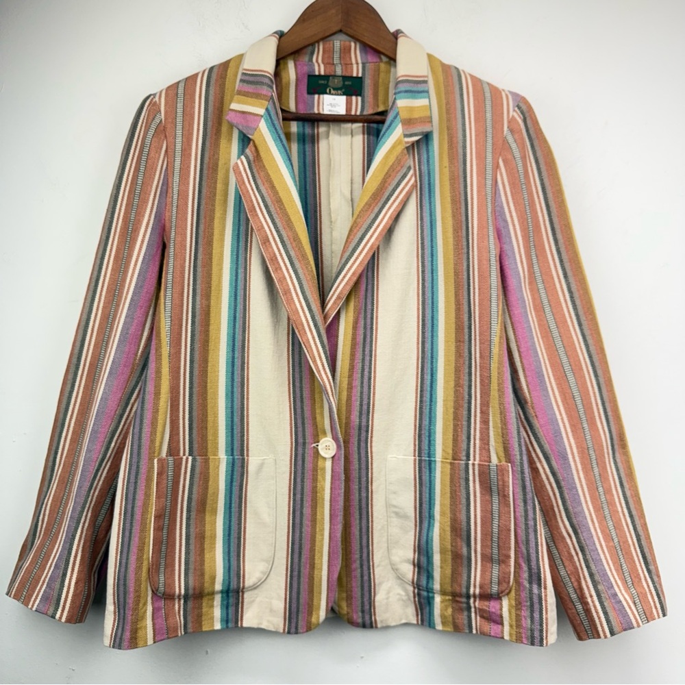 Vintage Orvis size 14 Women’s Multicolor Striped Button Up Blazer Jacket